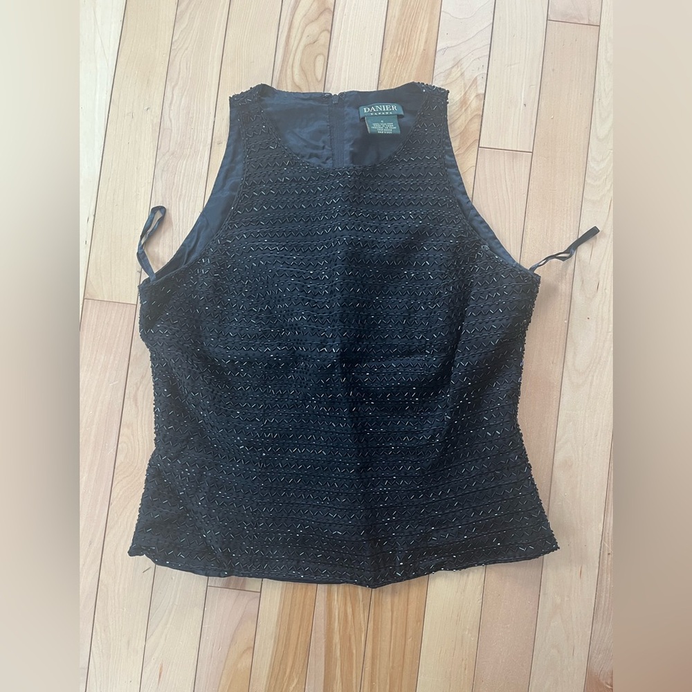 Danier Silk with beads Black Sleeveless Top